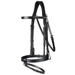 Dy’on Working Collection Flat Leather Bridle With Clips UK | Just Equine -Horse Haven Shop Flat Leather Bridle With Snap Hooks Black