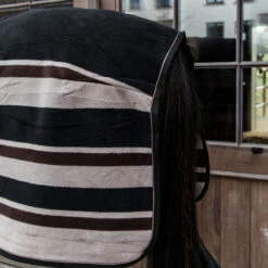 Kentucky Horsewear Fleece Rug Heavy Brown/Beige Stripes UK | Just Equine -Horse Haven Shop Fleece Rug Heavy Stripe Brown 1