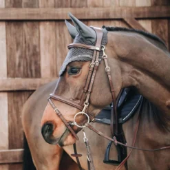 Kentucky Horsewear Long Fly Veil Stone And Pearl UK | Just Equine -Horse Haven Shop Fly Veil Long Stone And Pearl 4