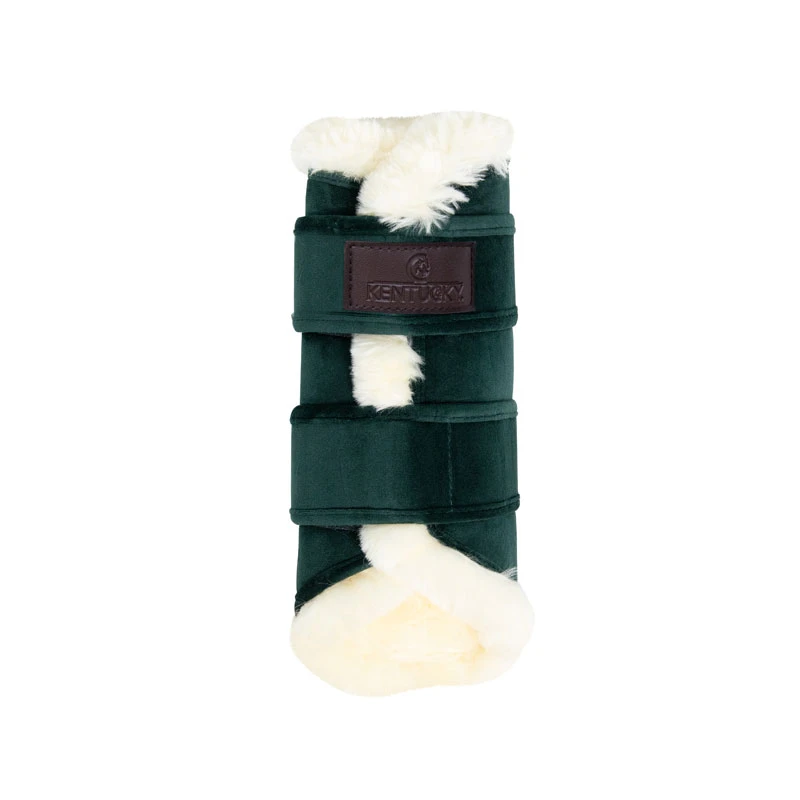 Velvet Contrast Brushing Boots - Pine Green UK | Just Equine 3 Velvet Contrast Brushing Boots - Pine Green UK | Just Equine - Image 3