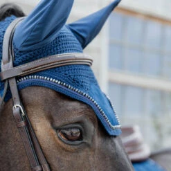 Wellington Fly Veil Velvet Pearls UK | Just Equine -Horse Haven Shop Kentucky Horsewear Velvet Fly Veil Pearls Navy 1