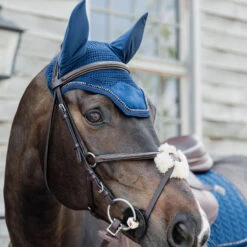 Wellington Fly Veil Velvet Pearls UK | Just Equine -Horse Haven Shop Kentucky Horsewear Velvet Fly Veil Pearls Navy 2