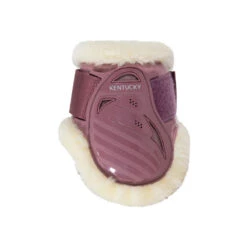 NEW Kentucky Vegan Sheepskin Young Horse Fetlock Boots UK | -Horse Haven Shop Kentucky Vegan Sheepskin Young Horse Fetlock Boots Old Rose Side Profile