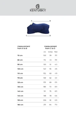 Kentucky Horsewear Purple Show Rug UK -Horse Haven Shop Size Chart Horse Rugs 1