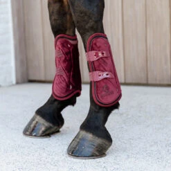 Kentucky Horsewear Tendon Boots Bamboo Elastic Velvet - Bordeaux UK | Just Equine