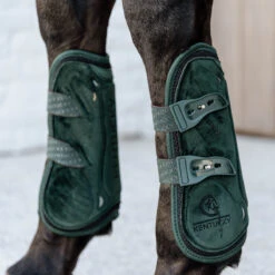Kentucky Horsewear Tendon Boots Bamboo Elastic Velvet - Dark Green UK | Just Equine