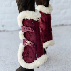 Vegan Sheepskin Tendon Boots Bamboo Elastic Velvet - Bordeaux UK | Just Equine