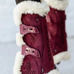 Vegan Sheepskin Tendon Boots Bamboo Elastic Velvet - Bordeaux UK | Just Equine -Horse Haven Shop Vegan Sheepskin Tendon Boots Bamboo Elastic Velvet Bordeaux 2