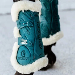 Vegan Sheepskin Tendon Boots Bamboo Elastic Velvet - Emerald UK | Just Equine