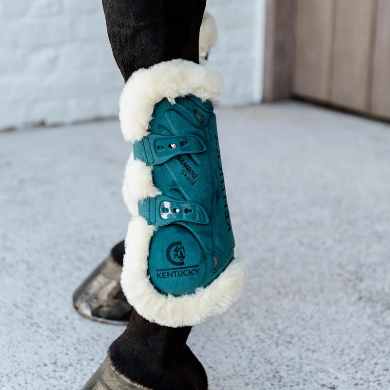 Vegan Sheepskin Tendon Boots Bamboo Elastic Velvet - Emerald UK | Just Equine 2 Vegan Sheepskin Tendon Boots Bamboo Elastic Velvet - Emerald UK | Just Equine - Image 2