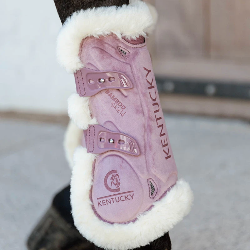 Vegan Sheepskin Tendon Boots Bamboo Elastic Velvet - Old Rose UK | Just Equine 2 Vegan Sheepskin Tendon Boots Bamboo Elastic Velvet - Old Rose UK | Just Equine - Image 2