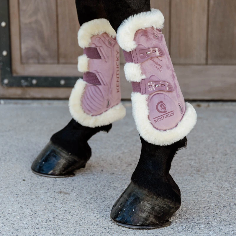 Vegan Sheepskin Tendon Boots Bamboo Elastic Velvet - Old Rose UK | Just Equine 3 Vegan Sheepskin Tendon Boots Bamboo Elastic Velvet - Old Rose UK | Just Equine - Image 3