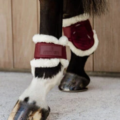 Vegan Sheepskin Young Horse Fetlock Boots Velvet - Bordeaux UK | Just Equine