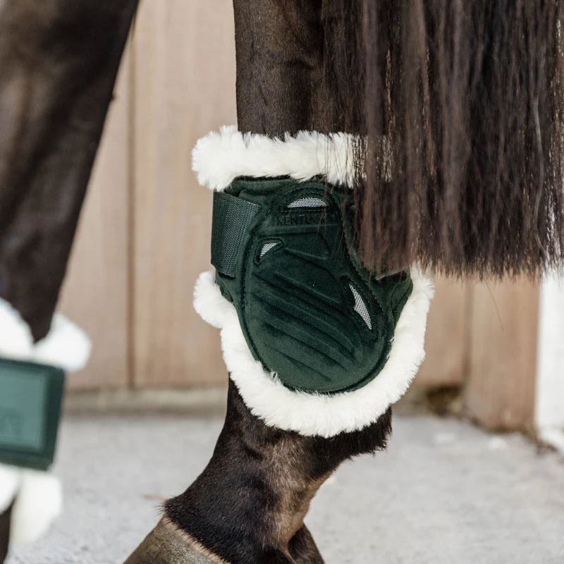 Vegan Sheepskin Young Horse Fetlock Boots Velvet - Dark Green UK | Just Equine 1 Vegan Sheepskin Young Horse Fetlock Boots Velvet - Dark Green UK | Just Equine