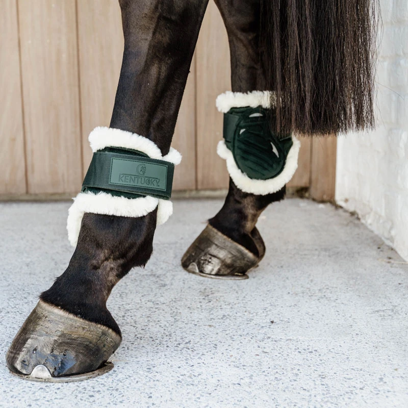 Vegan Sheepskin Young Horse Fetlock Boots Velvet - Dark Green UK | Just Equine 2 Vegan Sheepskin Young Horse Fetlock Boots Velvet - Dark Green UK | Just Equine - Image 2