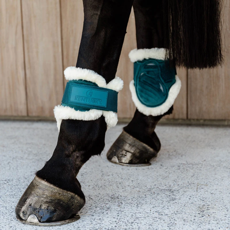 Vegan Sheepskin Young Horse Fetlock Boots Velvet - Emerald UK | Just Equine 2 Vegan Sheepskin Young Horse Fetlock Boots Velvet - Emerald UK | Just Equine - Image 2