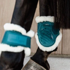 Vegan Sheepskin Young Horse Fetlock Boots Velvet - Emerald UK | Just Equine