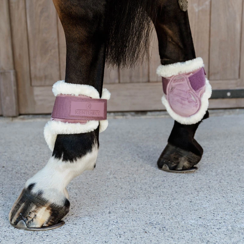 Vegan Sheepskin Young Horse Fetlock Boots Velvet - Old Rose UK | Just Equine 2 Vegan Sheepskin Young Horse Fetlock Boots Velvet - Old Rose UK | Just Equine - Image 2