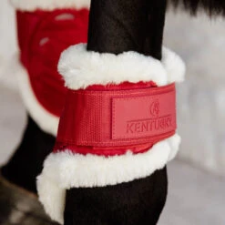 Vegan Sheepskin Young Horse Fetlock Boots Velvet - Red UK | Just Equine