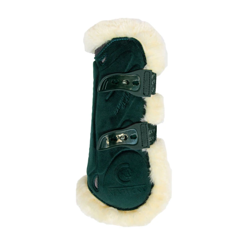 Vegan Sheepskin Tendon Boots Bamboo Elastic Velvet - Dark Green UK | Just Equine 3 Vegan Sheepskin Tendon Boots Bamboo Elastic Velvet - Dark Green UK | Just Equine - Image 3